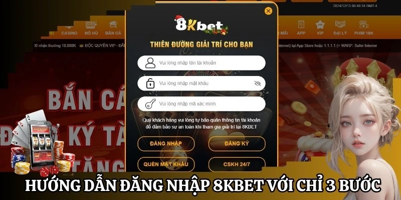 Hướng dẫn đăng nhập 8KBet với chỉ 3 bước